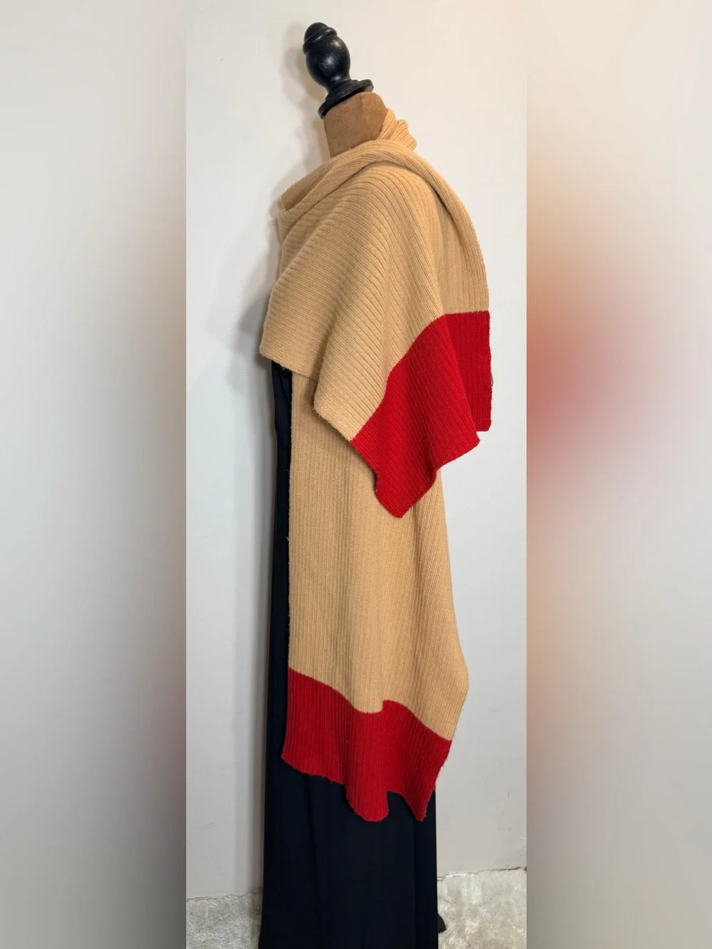 Banana Republic Camel and Red Colorblock Open-Front Scarf
